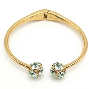 Kate Spade New York Lady Marmalade/ Hinged Gold/Aqua Green Bangle/Open Cuff